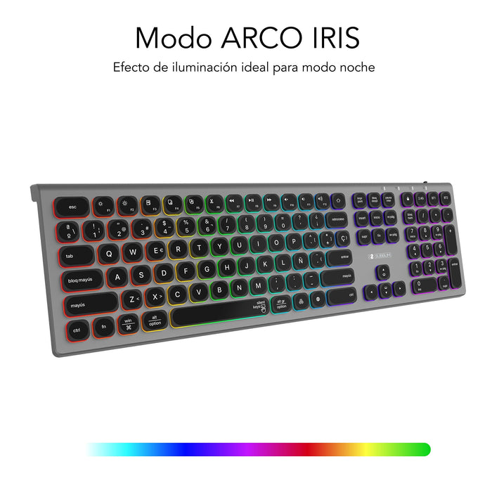 EAN 8436586742669 - SUBBLIM SUBKB-3MIE310 teclado Universal RF Wireless + Bluetooth QWERTY Español Negro, Gris imagen 9