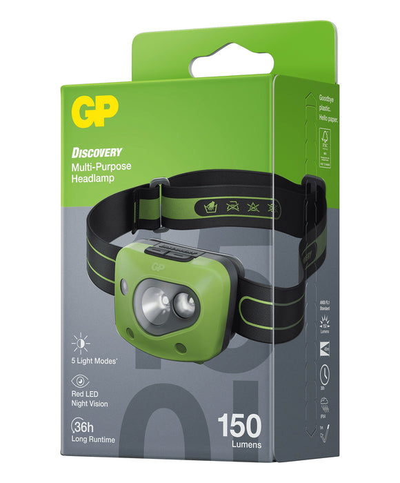 EAN 4891199211027 - GP Batteries CH43 Negro, Verde Linterna con cinta para cabeza LED imagen 2