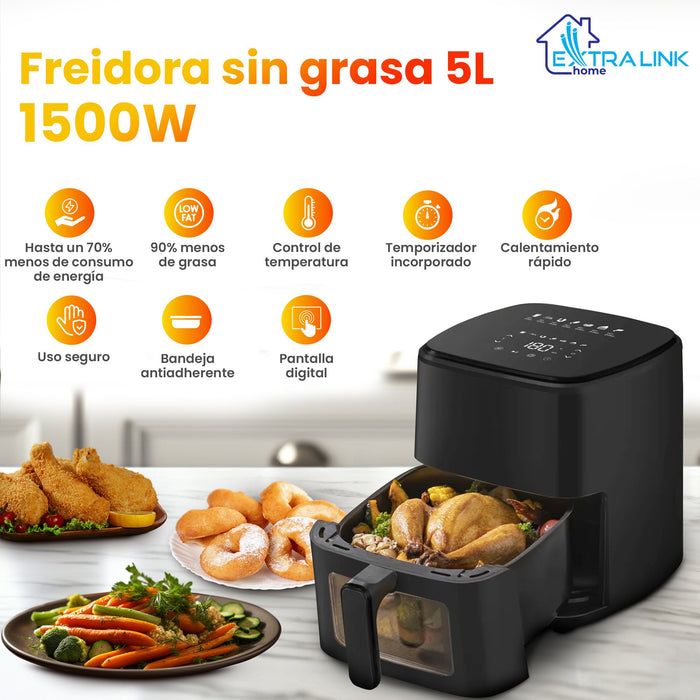 EAN 5907207221779 - Extralink Home SJ-500 5L Sencillo 1500 W Freidora de aire caliente Negro imagen 24