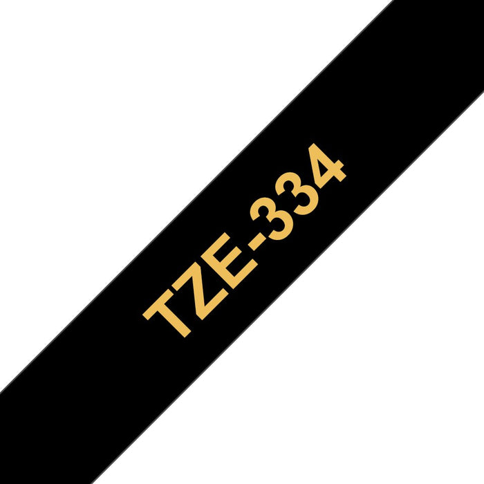 EAN 4977766685702 - Brother TZE-334 cinta para impresora de etiquetas Oro sobre negro imagen 1