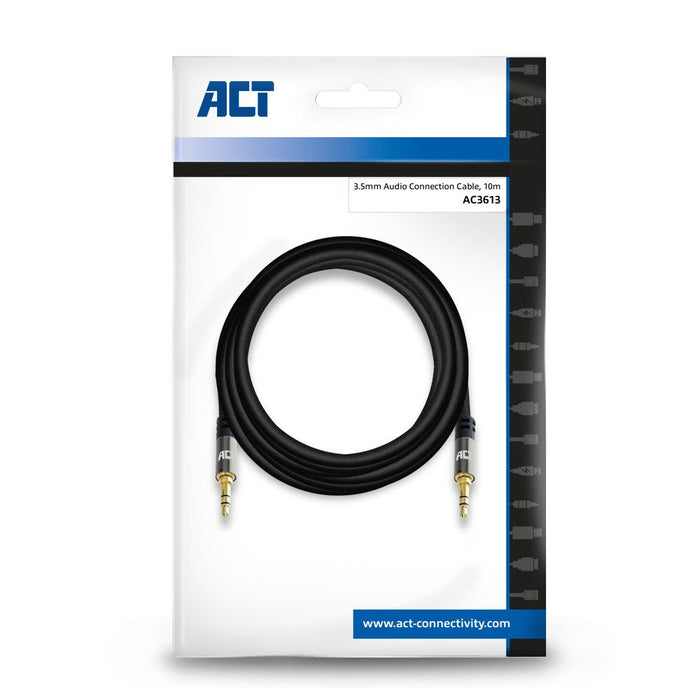 EAN 8716065490404 - ACT AC3613 cable de audio 10 m 3,5mm Negro imagen 2