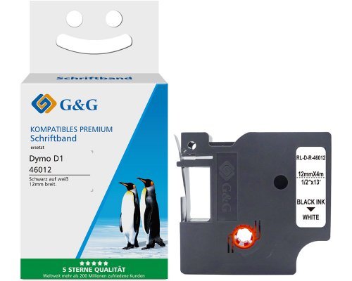 EAN 6941881283523 - G&G 18788 cinta para impresora de etiquetas Negro sobre blanco D1 imagen 1