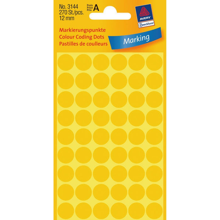 EAN 4004182031445 - Avery 3144 etiqueta autoadhesiva Círculo Amarillo 270 pieza(s) imagen 1