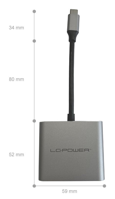 EAN 4262443280241 - LC-Power LC-HUB-C-MULTI-4-V2 hub de interfaz USB Tipo C 5000 Mbit/s Plata, Negro imagen 5
