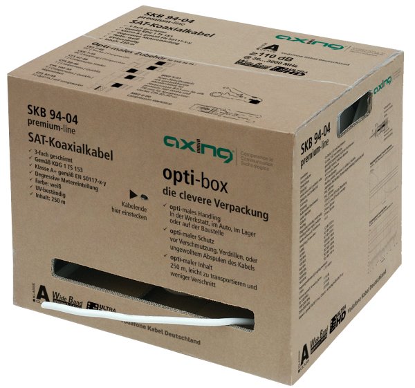 EAN 7611682004045 - Axing SKB09404 cable coaxial 250 m Blanco imagen 1