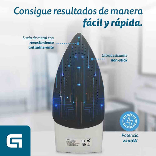 EAN 8426156016269 - Grunkel PL-22NS plancha Plancha vapor-seco Suela de acero inoxidable 2200 W Azul imagen 2