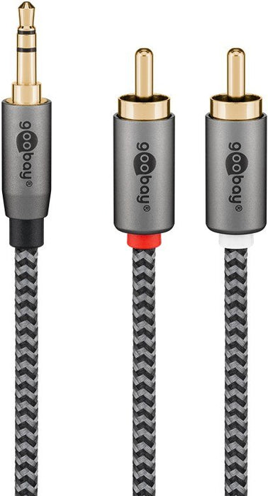 EAN 4040849652905 - Goobay 65290 cable de audio 5 m 3,5mm 2 x RCA Negro, Plata imagen 2