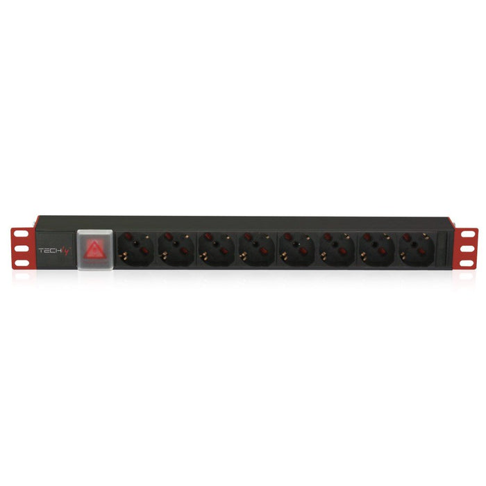 EAN 8054529025725 - Techly 1HE I-CASE STRIP-81V base múltiple 2 m 8 salidas AC Interior Negro, Rojo imagen 1