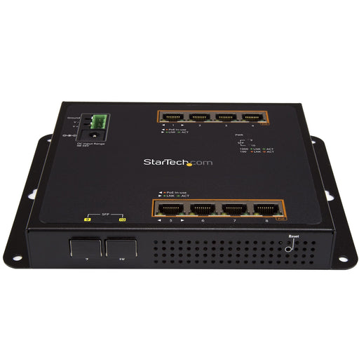 EAN 65030871198 - StarTech.com IES101GP2SFW switch Gigabit Ethernet (10/100/1000) Energía sobre Ethernet (PoE) Negro imagen 2