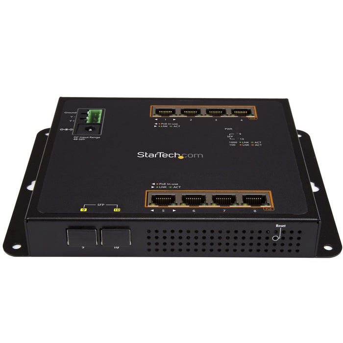 EAN 65030871198 - StarTech.com IES101GP2SFW switch Gigabit Ethernet (10/100/1000) Energía sobre Ethernet (PoE) Negro imagen 2