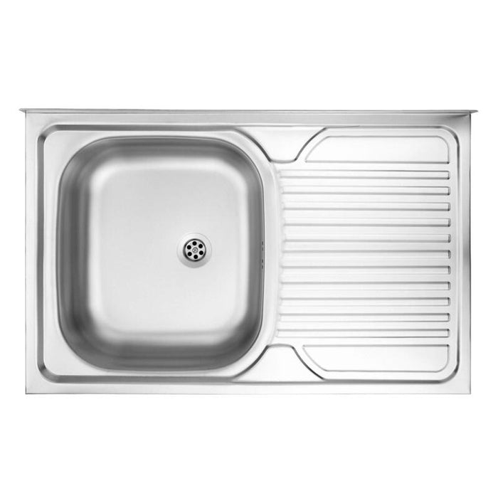 1-Bowl Steel Sink With Drainer On The Right Side - Overlay