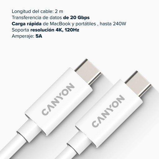 EAN 5291485009434 - Canyon UC-42 cable U4-CC-5A2M-E USB4 TYPE-C to TYPE-C WHT imagen 2