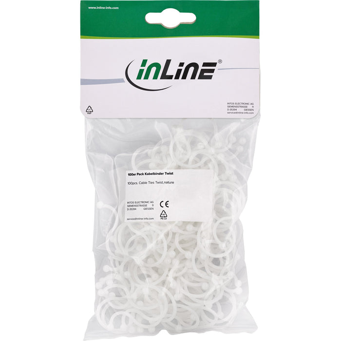 EAN 4043718312818 - InLine 59966X presilla Twist cable tie Nylon Blanco 100 pieza(s) imagen 2