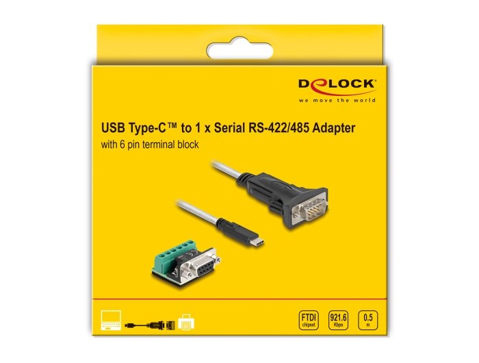 EAN 4043619642663 - DeLOCK 64266 cable de serie Negro, Transparente 0,5 m USB C RS-422/RS-485 imagen 4