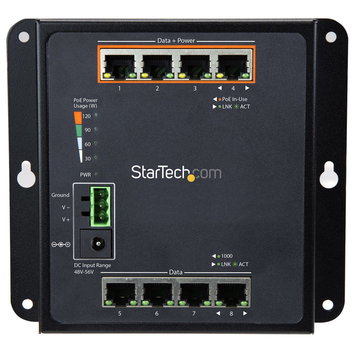 EAN 65030871112 - StarTech.com IES81GPOEW switch Gigabit Ethernet (10/100/1000) Energía sobre Ethernet (PoE) Negro imagen 3