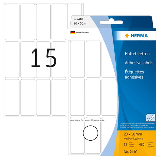 EAN 4008705024105 - HERMA 2410 etiqueta autoadhesiva Rectángulo redondeado Blanco 480 pieza(s) imagen 1
