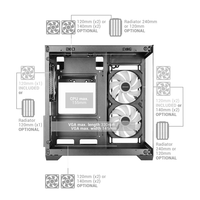 EAN 8435693114444 - Mars Gaming MCVIEW3W carcasa de ordenador Mini Tower Blanco imagen 6