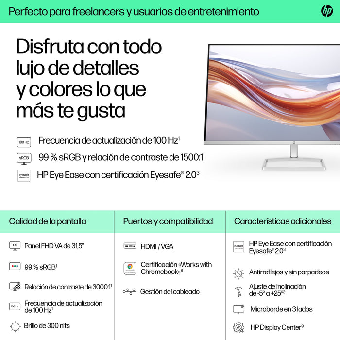 EAN 5715063785959 - HP Series 5 31.5 inch FHD Monitor - 532sf pantalla para PC 80 cm (31.5") 1920 x 1080 Pixeles Full HD LCD  imagen 7