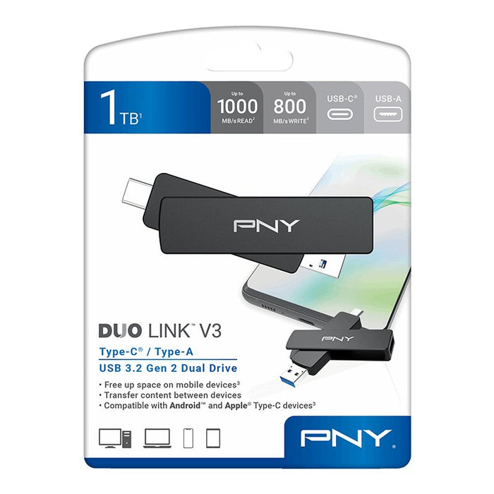 EAN 751492796598 - PNY DUO LINK V3 unidad flash USB 1 TB USB Type-A / USB Type-C 3.2 Gen 1 (3.1 Gen 1) Negro imagen 12