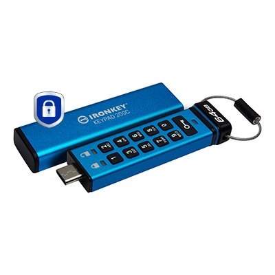 EAN 0740617336627 - Kingston Technology IronKey Keypad 200 unidad flash USB USB Tipo C 3.2 Gen 1 (3.1 Gen 1) Azul imagen 2
