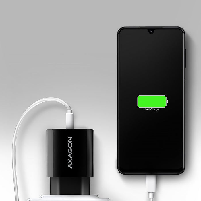 EAN 8595247908339 - Axagon ACU-QC18 kroviklis jungiama tinkl QC 18W, 1x port USB-A, QC3.0/AFC/FCP/SMART Juoda Teléfono móvil, imagen 6