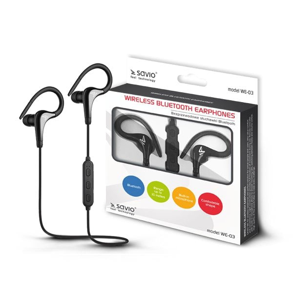EAN 5901986044864 - Savio WE-03 auricular y casco Auriculares Inalámbrico Dentro de oído Deportes Bluetooth Negro imagen 5