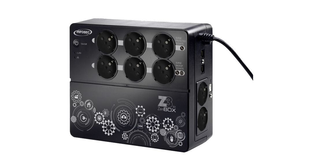 EAN 3700085660751 - Infosec Z3 Zenergy Box 700 sistema de alimentación ininterrumpida (UPS) 0,7 kVA 360 W 8 salidas AC imagen 2