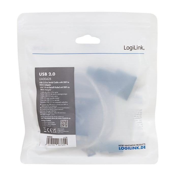 EAN 4052792067699 - LogiLink UA0042B convertidor, repetidor y aislador en serie USB 2.0 RS-232 Verde, Transparente imagen 4