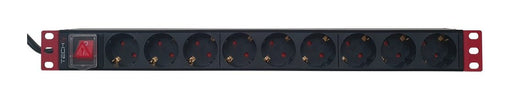 EAN 8059018366709 - Techly I-CASE STRIP-91UD unidad de distribución de energía (PDU) 9 salidas AC 1U Negro, Rojo imagen 1