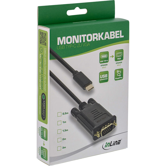 EAN 4043718271320 - InLine 64142 adaptador de cable de vídeo 2 m USB Tipo C VGA (D-Sub) Negro imagen 2