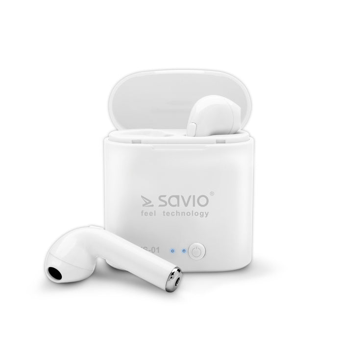 EAN 5901986044833 - Savio TWS-01 Białe Auriculares Inalámbrico Dentro de oído Llamadas/Música/Deporte/Uso diario Bluetooth Bl imagen 1