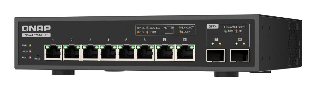 EAN 4711103086209 - QNAP QSW-L3208-2C6T switch Gestionado L2 10G Ethernet (100/1000/10000) Escritorio Negro imagen 6