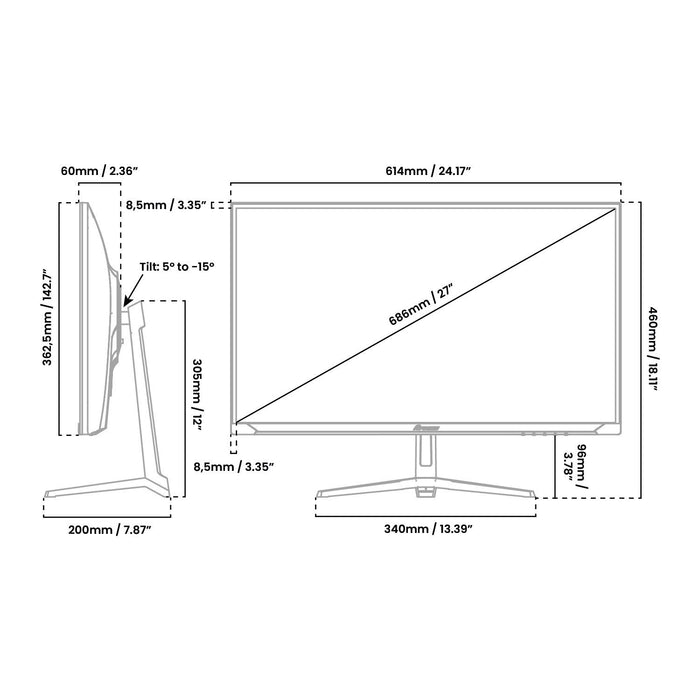 EAN 0850081848202 - Arozzi Nova 27“ IPS 260Hz - Gaming Monitor pantalla para PC 68,6 cm (27") 2560 x 1440 Pixeles Quad HD LED imagen 4