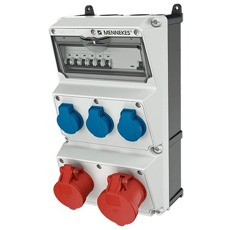 EAN 4015394223368 - MENNEKES 930008 toma de corriente 3 x Type F Negro, Azul, Rojo, Blanco imagen 1