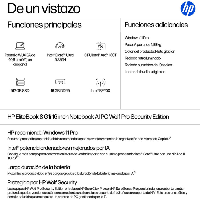 EAN 0199251416187 - HP EliteBook 8 G1i Intel Core Ultra 5 225H Portátil 40,6 cm (16") WUXGA 16 GB DDR5-SDRAM 512 GB SSD Wi-Fi imagen 3