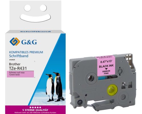 EAN 6941881283219 - G&G 18768 cinta para impresora de etiquetas Negro sobre rosa TZe imagen 1