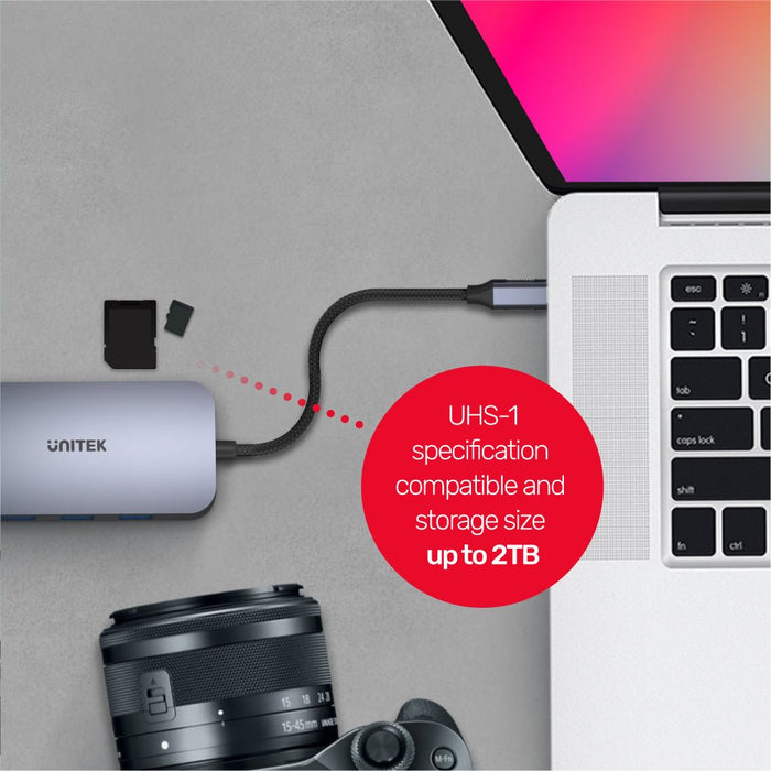 EAN 4894160047083 - UNITEK uHUB N9+ Alámbrico USB 3.2 Gen 1 (3.1 Gen 1) Type-C Gris imagen 7
