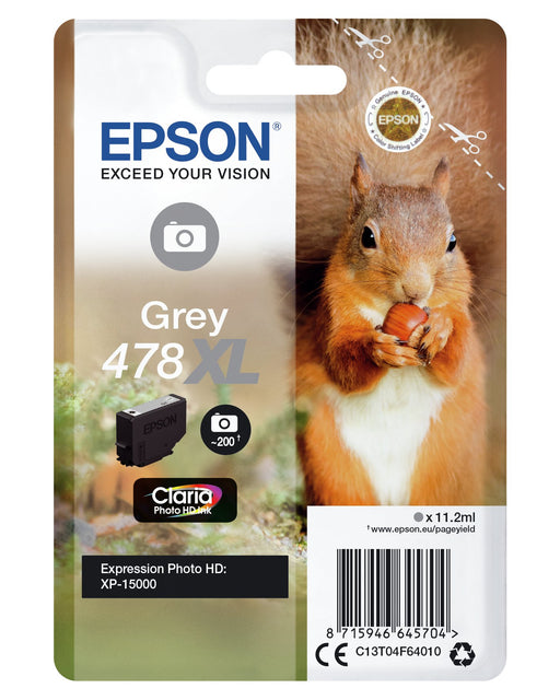 EAN 8715946645704 - Epson Squirrel 478XL cartucho de tinta 1 pieza(s) Original Alto rendimiento (XL) Gris imagen 2