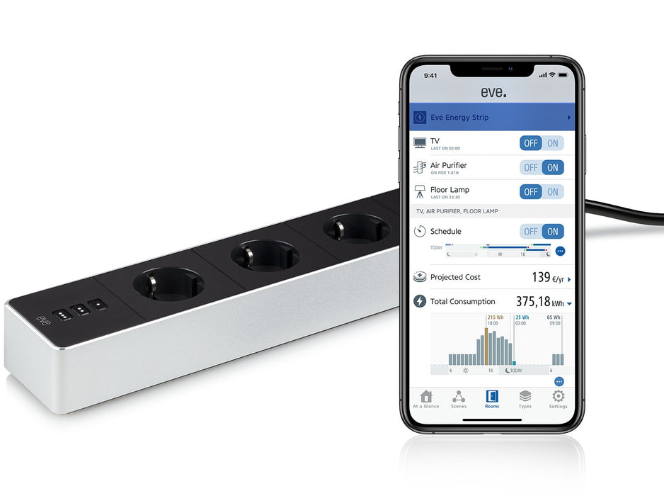 EAN 4260195391703 - Eve Energy Strip Negro, Blanco 3 salidas AC 120-230 V 1,9 m imagen 2