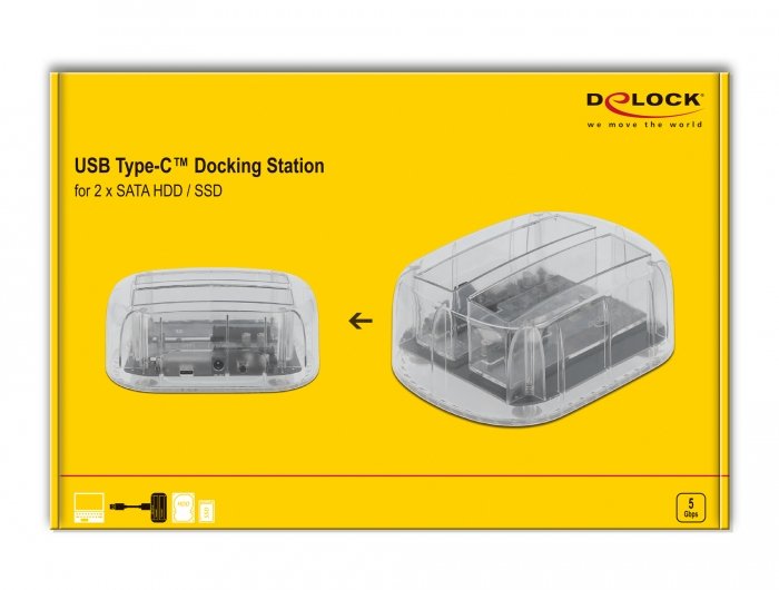 EAN 4043619640904 - DeLOCK 64090 base de conexión para disco duro USB 3.2 Gen 1 (3.1 Gen 1) Type-C Transparente imagen 5