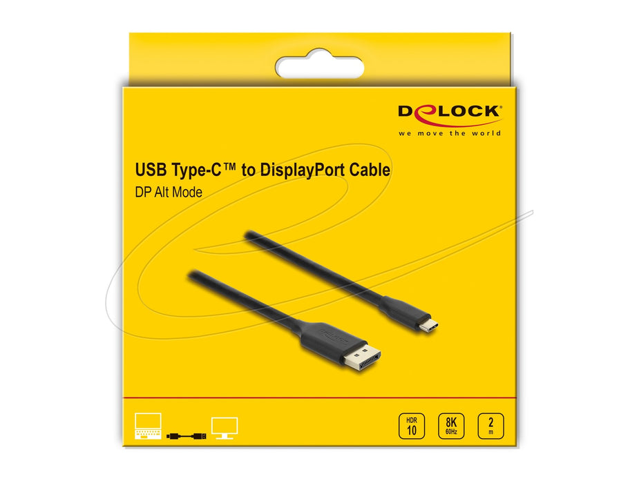 EAN 4043619801657 - DeLOCK 80165 adaptador de cable de vídeo 2 m USB Tipo C DisplayPort Negro imagen 3