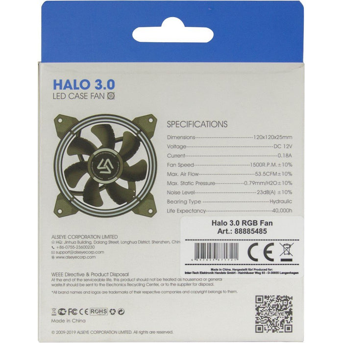 EAN 4897059871721 - Inter-Tech Alseye Halo 3.0 Carcasa del ordenador Ventilador 12 cm Negro imagen 3