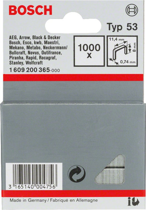 EAN 3165140004756 - Bosch 1 609 200 365 grapa Paquete de grapas 1000 grapas imagen 1
