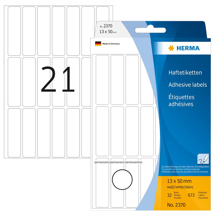 EAN 4008705023702 - HERMA 2370 etiqueta autoadhesiva Rectángulo redondeado Blanco 672 pieza(s) imagen 1