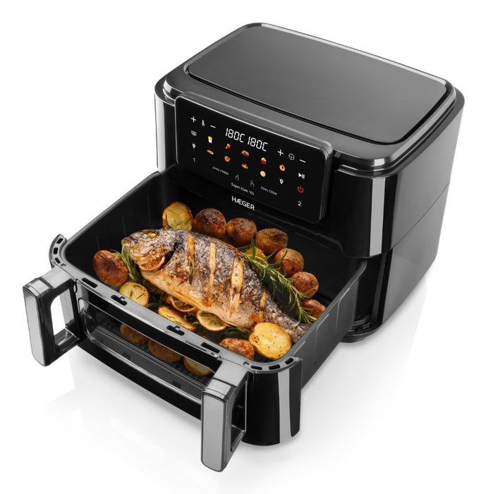 EAN 5608475042621 - Haeger AF-D10.010B freidora Doble 10 L Independiente 2600 W Freidora de aire caliente Negro imagen 2