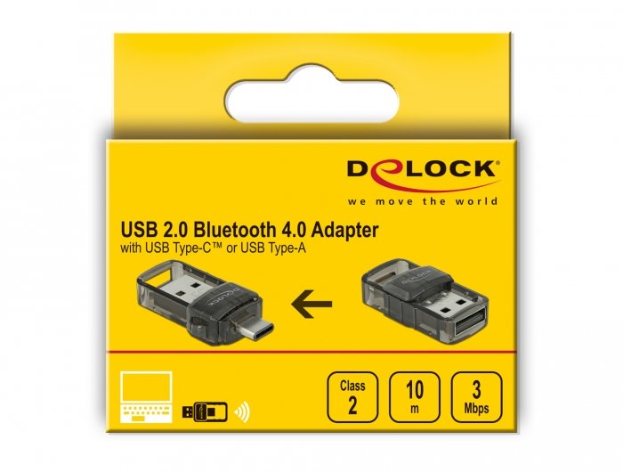 EAN 4043619610020 - DeLOCK USB 2.0 Bluetooth 4.0 Adapter 2 in 1 USB Type-C™ or Type-A 3 Mbit/s imagen 4