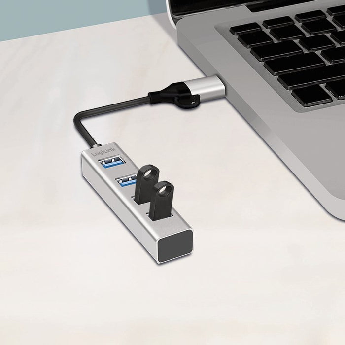 EAN 4052792077100 - LogiLink UA0455 hub de interfaz USB 3.2 Gen 1 (3.1 Gen 1) Type-A + Type-C 5000 Mbit/s Aluminio imagen 4