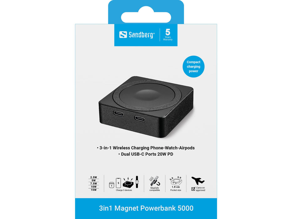 EAN 5705730421280 - Sandberg 421-28 batería externa 5000 mAh Cargador inalámbrico Negro imagen 9