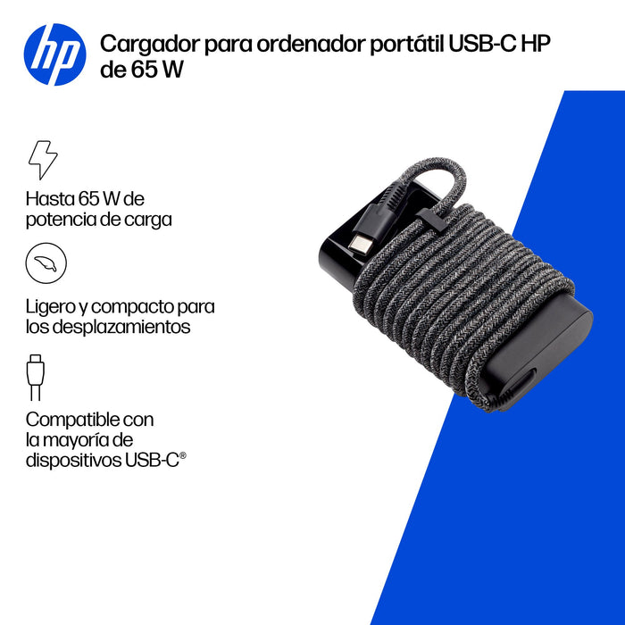 EAN 5715063638163 - HP 65W USB-C Laptop Charger adaptador e inversor de corriente Interior Negro imagen 5