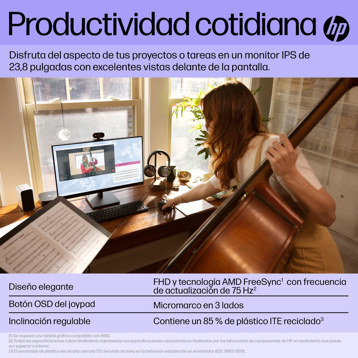 EAN 5715063139813 - HP V24i G5 FHD Monitor pantalla para PC 60,5 cm (23.8") 1920 x 1080 Pixeles Full HD LCD Negro imagen 3